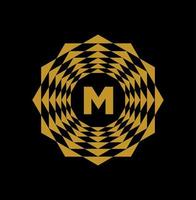 M brand initial letters monogram with golden color. vector