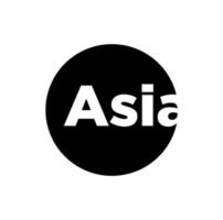 Asia continent typography on black round. Asia continent lettering. vector