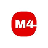 M4 brand name vector unit. M4 letters monogram in red.