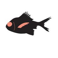 Cute black fish vector illustration icon. Tropical fish, sea fish, aquarium fish