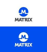 M monogram and matrix. Matrix logo unit typography. vector