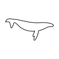 Whale, black line silhouette ocean animal. Sealife in Scandinavian style on a white background. Great for poster, card, apparel print. Vector illustration