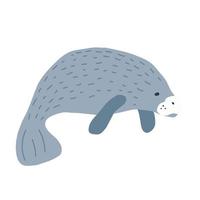 Manatees. Scandinavian style under sea. Save the manatee concept. Character design. Vector illustrations isolated on white background.