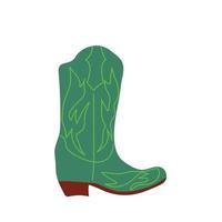 Cowboy boot with ornament. Wild west theme. Hand drawn colored trendy vector isolated illustration