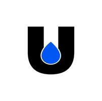 U letter with water drop icon. U brand name. vector