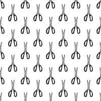 Scissor seamless pattern. Hand drawn professional pair of scissors cutting hair. Craft and scissoring. Vector print on white background