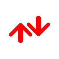 two red arrows up and down icon. Net up going icon. vector
