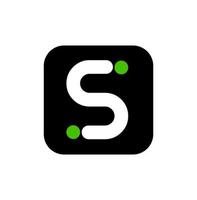 S letter with green dots. S company monogram. vector