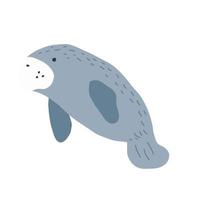 Manatees. Scandinavian style under sea. Save the manatee concept. Character design. Vector illustrations isolated on white background.