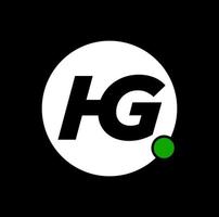 hg marca nombre inicial letras monograma. hg letras con verde punto. vector