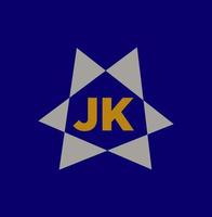 JK company name monogram with six triangles. vector