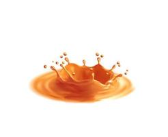 Corona crown caramel sauce splash, liquid candy vector