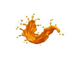 Golden swirl splash with drops, juice or toffee vector