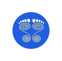 Blue footprints line drawing illustration. Blue foots. vector