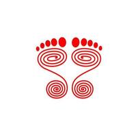 Mahalaxmi's Red Footprints with outline illustration. Mahalaxmi Charan. vector