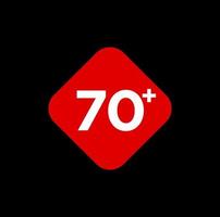 70 plus vector icon. 70 plus graphic symbol.