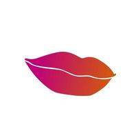 Red lip and leaf vector icon. lip leaf