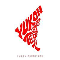 Yukon Territory state map lettering art. Yukon Territory map typography with red color. vector