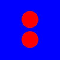 Two red vertical dots on Blue background. 2 red dots. vector