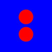 Two red vertical dots on Blue background. 2 red dots. vector