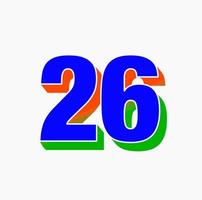 January 26 in india flag color. 26 number. Happy Republic day of india vector