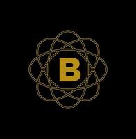 Golden B monogram icon. Company name b logo. vector