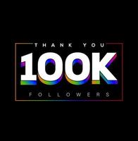 Thank you 100K Followers, Social media post. vector