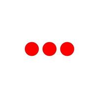 three red dots on same line vector. 3 red dots. vector