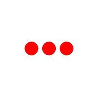 three red dots on same line vector. 3 red dots. vector