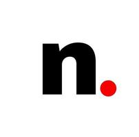 N company name initial letter icon with red dot. N monogram. vector