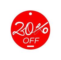 20 Percent off sticker. 20 off vector tag.