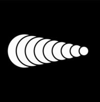 Nine white dots overlapped each other from small to big. vector
