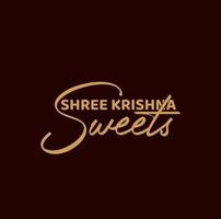 shree Krishna dulces tienda logo. Krishna dulces tipografía. vector