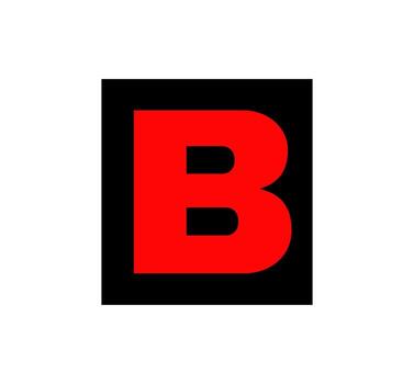 B brand name icon vector form. Red B square icon.