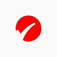 Red right tick vector icon. Red mark symbol.