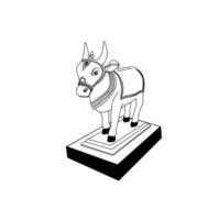 wooden bull small toy illustration vector