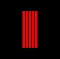 Five red verticals lines icon on black background. vector