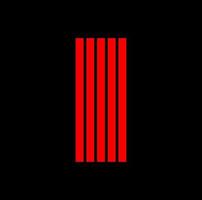 Five red verticals lines icon on black background. vector