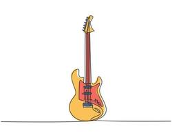 Single continuous line drawing of electric guitar. Stringed music instruments concept. Trendy one line graphic draw design vector illustration