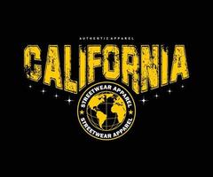 Vintage typography college varsity california state slogan print with grunge effect for streetwear and urban style t-shirts design, hoodies, etc vector