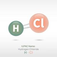 Hydrogen chloride, strong corrosive acid that commonly used in lab or chemical process, isolated with white background vector