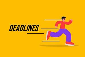 Vector illustration of a character being chased by a deadline