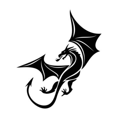 dragon silhouette design. mythology creature sign and symbol.
