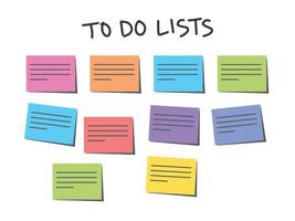 Vector illustration of multicolor post it notes to do lists