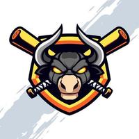 Mad Black Bull Baseball Mascot vector