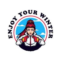 Enjoy Your Winter Girl Positive Vibes Quotes vector