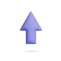 3d vector cartoon render minimal style purple arrow up icon floating with shadow design