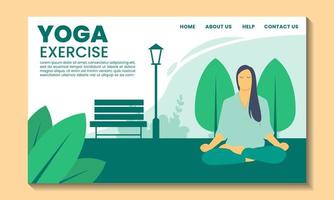 flat illustration yoga in park vector