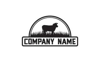 Retro Vintage Cattle Angus Livestock Beef Emblem Label logo design template vector