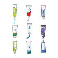 toothpaste set cartoon vector illustration